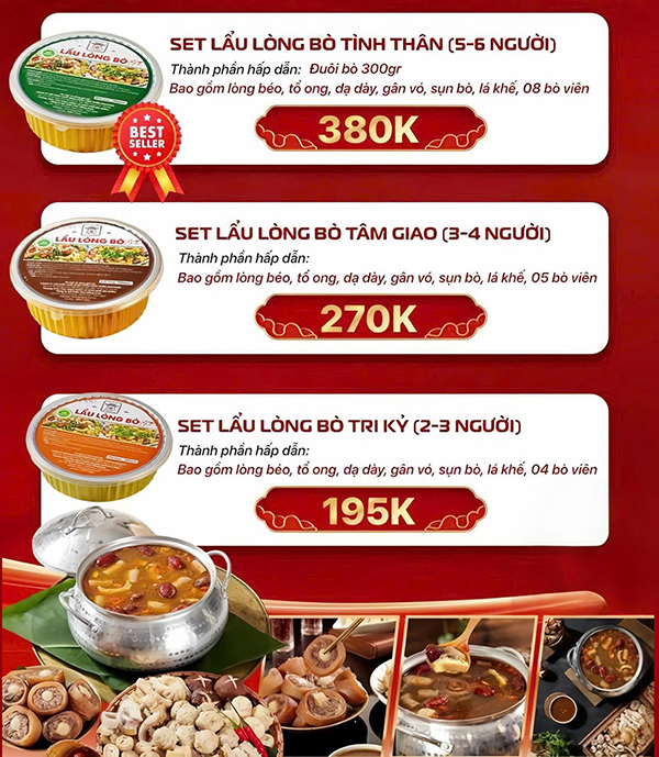 Set lẩu long bò chợ viềng giá vô cùng hợp lý