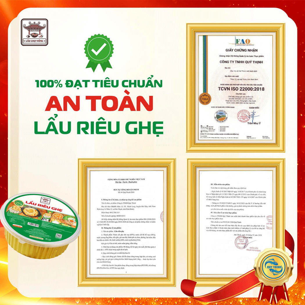 Lẩu riêu ghẹ đã được kiểm chứng chất lượng