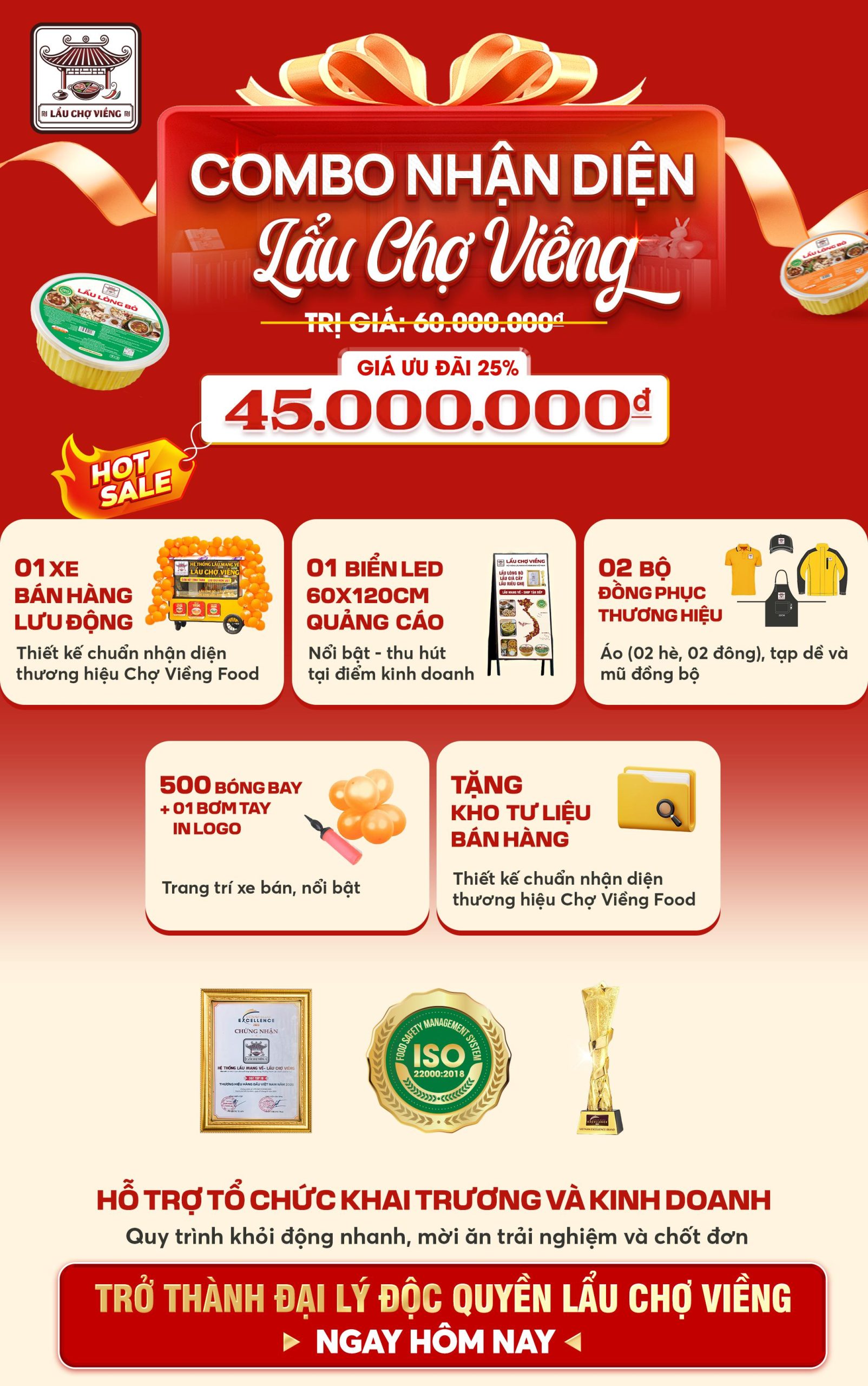 Combo nhận diện Lẩu Chợ Viềng với ưu đãi 25%