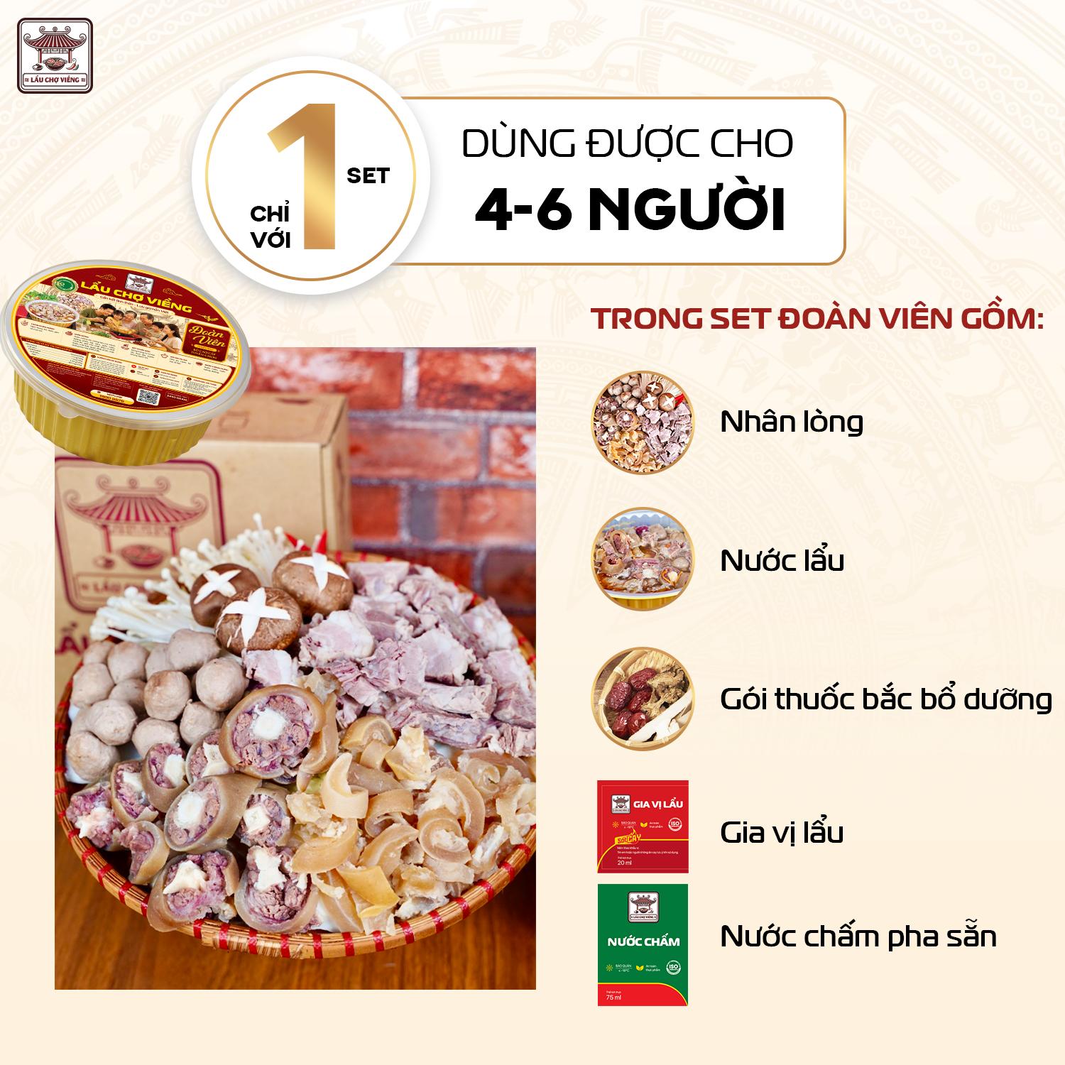 Set Lẩu Đoàn Viên 2450g dành cho 4-6 người ăn với đầy đủ thành phần