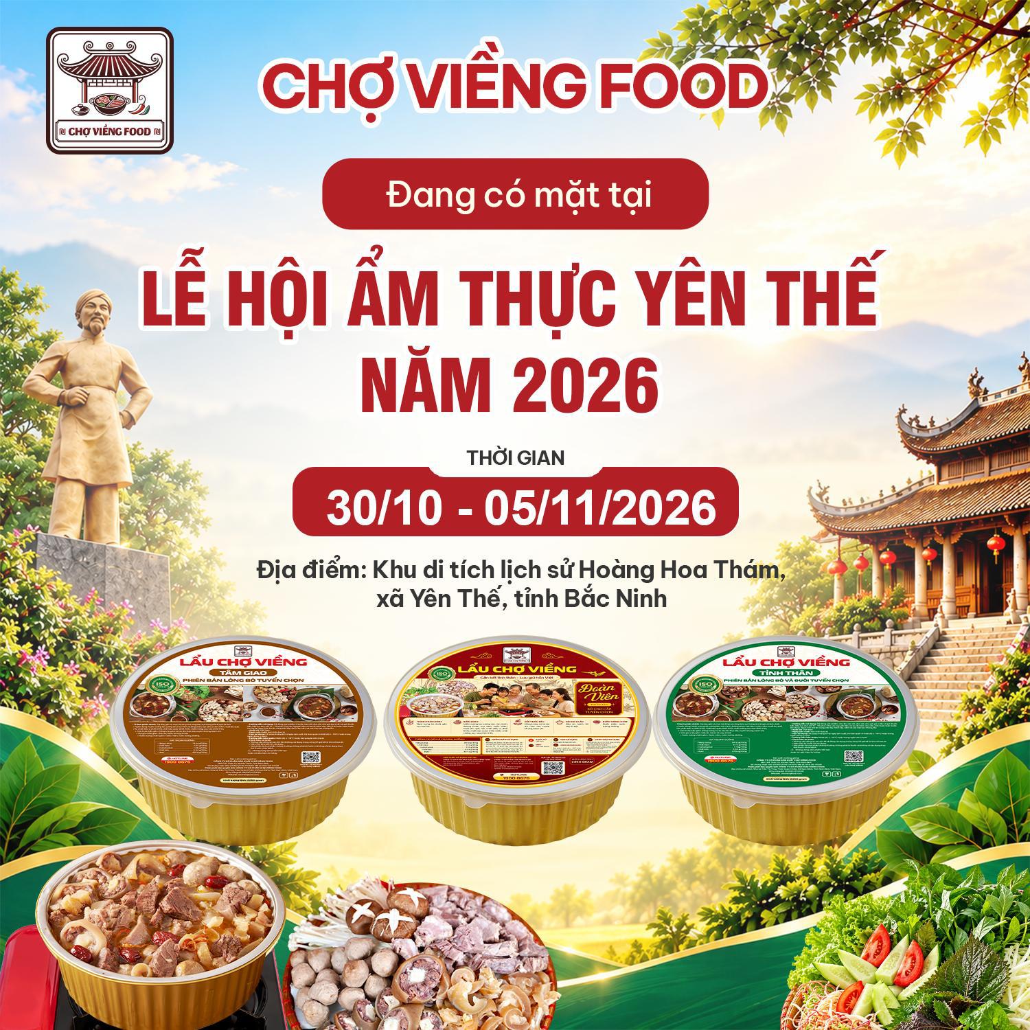 Chợ Viềng Food mang bộ ba set lẩu tiện lợi đến với Lễ hội Ẩm thực Yên Thế 2026