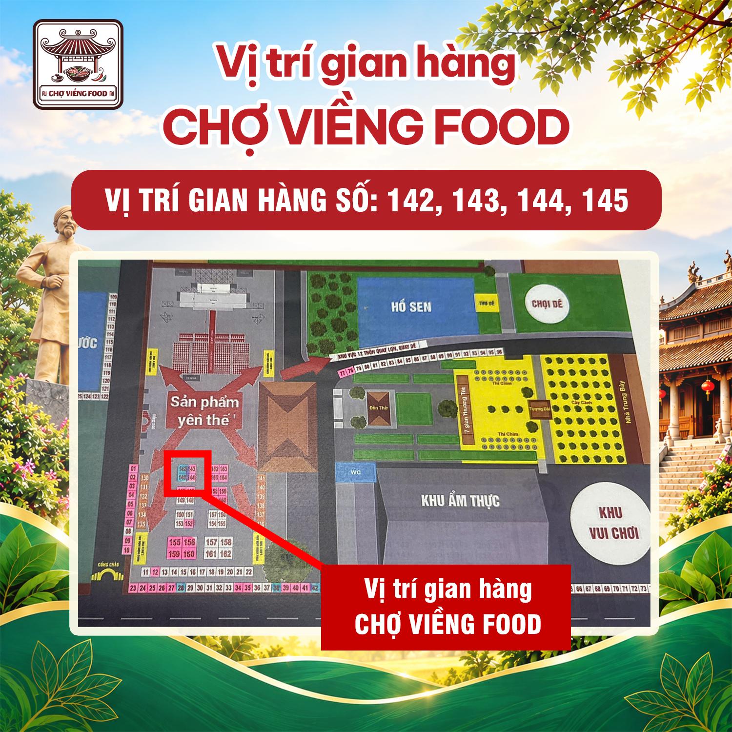 Vị trí gian hàng Chợ Viềng Food tại Khu di tích lịch sử Hoàng Hoa Thám