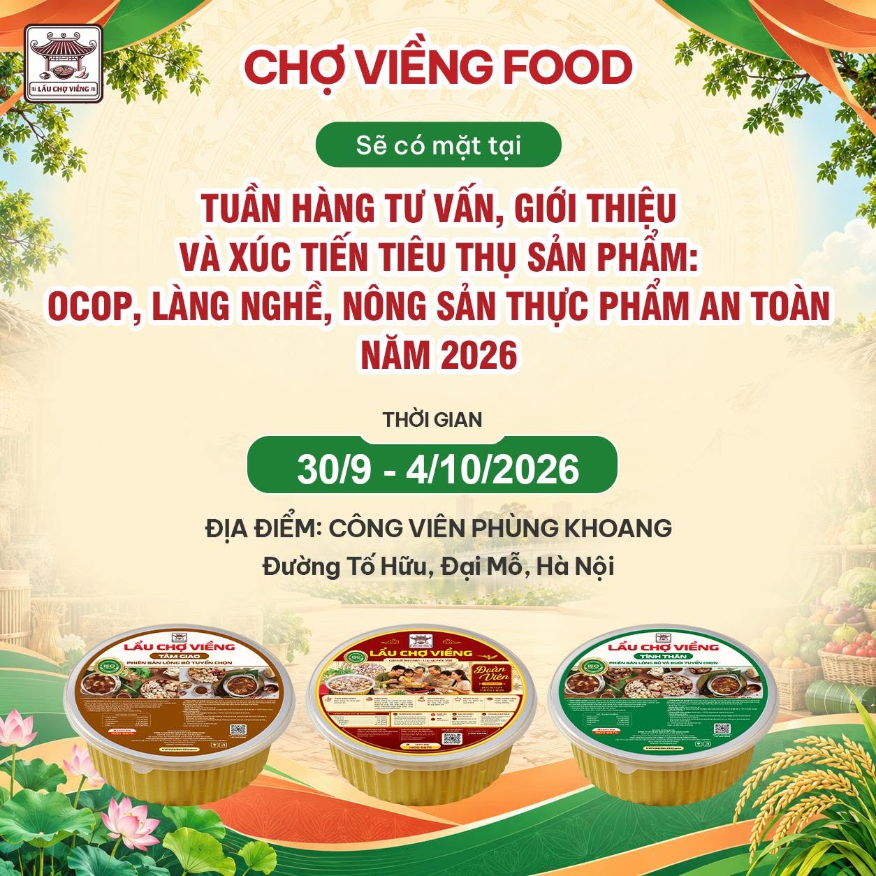 Chợ Viềng Food đang góp mặt tại Tuần hàng, mang đến những set lẩu đậm đà hương vị Việt 
